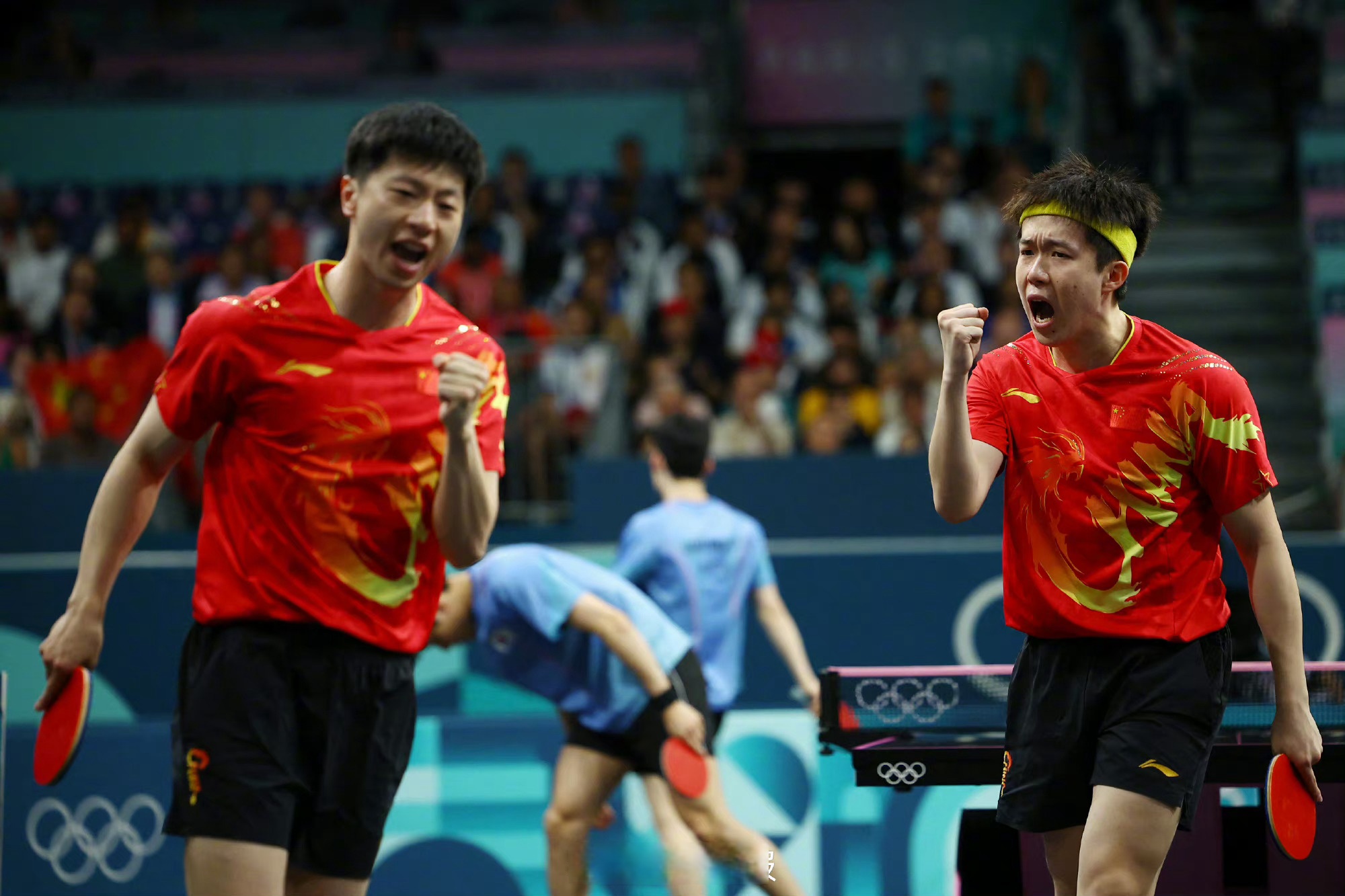 男子乒乓球团体决赛：中国队胜出